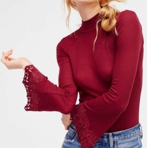 Free People Magdalena Bodysuit Wine